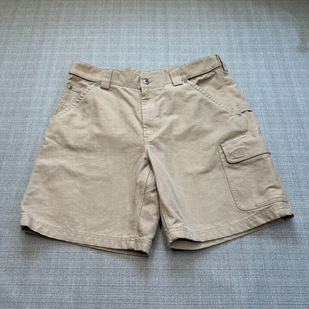 Duluth Trading Flexpedition Cargo Shorts Mens 38 Tan Canvas Rugged‎ Cooldry